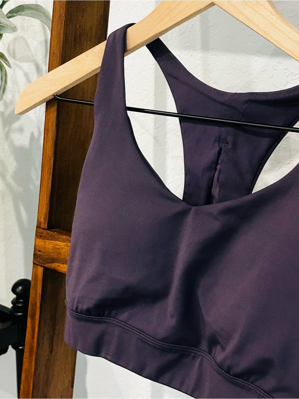 Dark Purple Mesh Back Racerback Padded Sports Bra Small